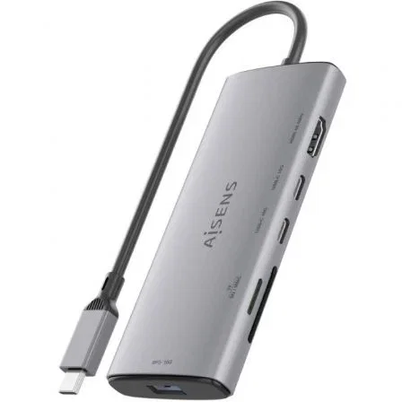 AISENS USB-C Dock 6 en 1 con HDMI 4K, USB-A y USB-C 10G, Gris